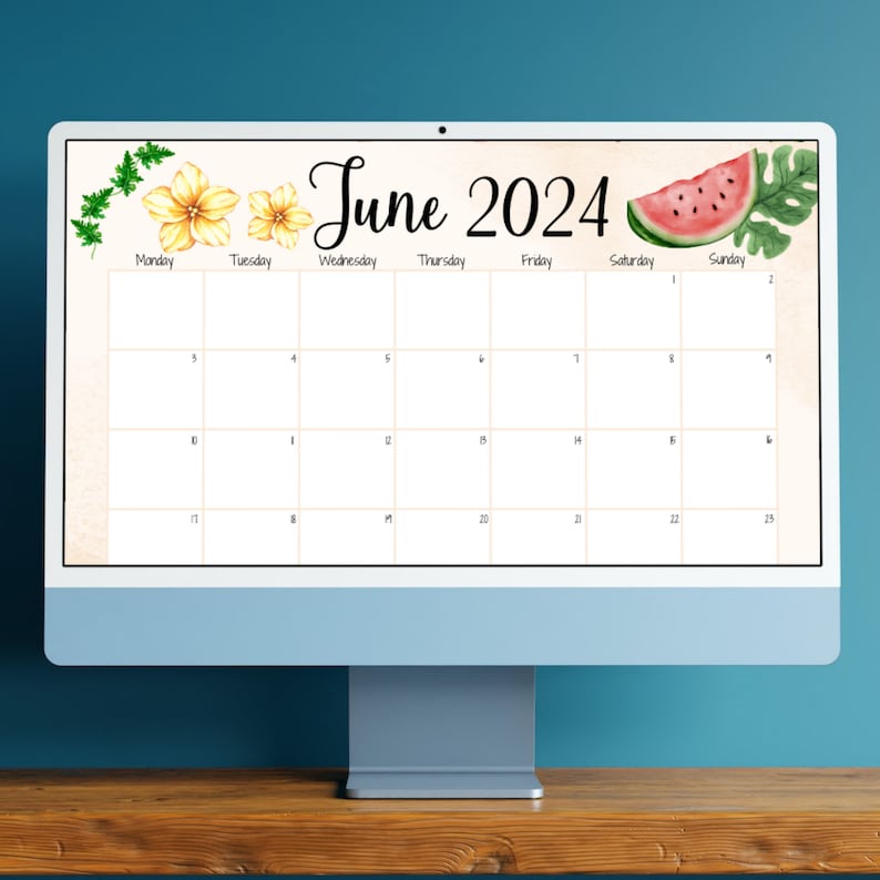 EDITABLE June 2024 Calendar, 2024 Summer Planner, Fillable June