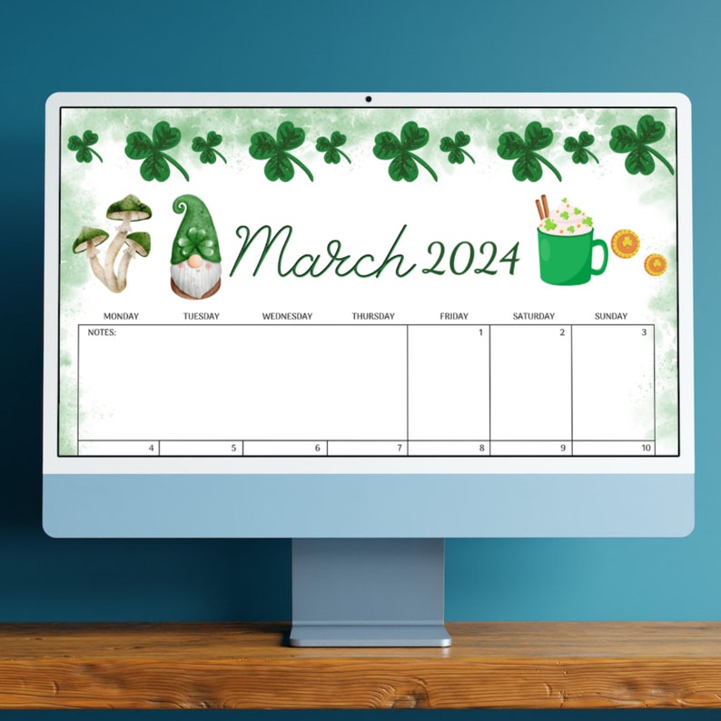 EDITABLE March 2024 Calendar, Printable Fillable Calendar Planner