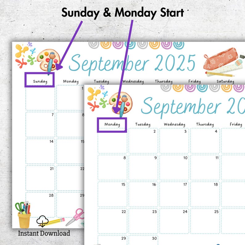 September 2025 Printable Calendar, Cute School-themed Fillable Planner ...