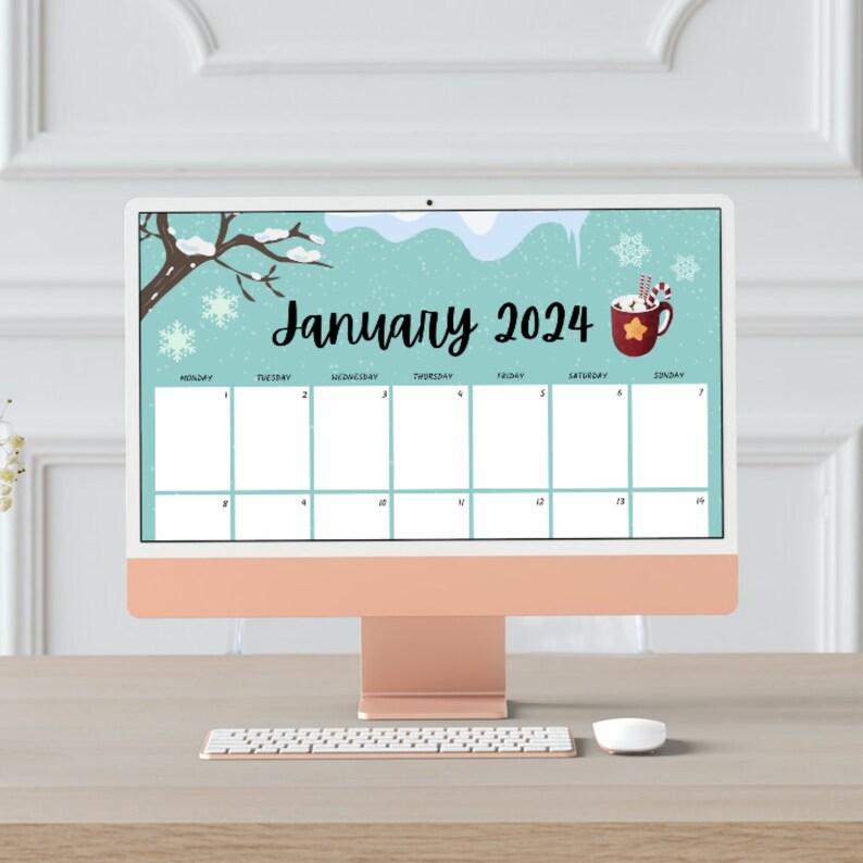 EDITABLE January 2024 Calendar, Vertical Calendar, Monthly Schedule for