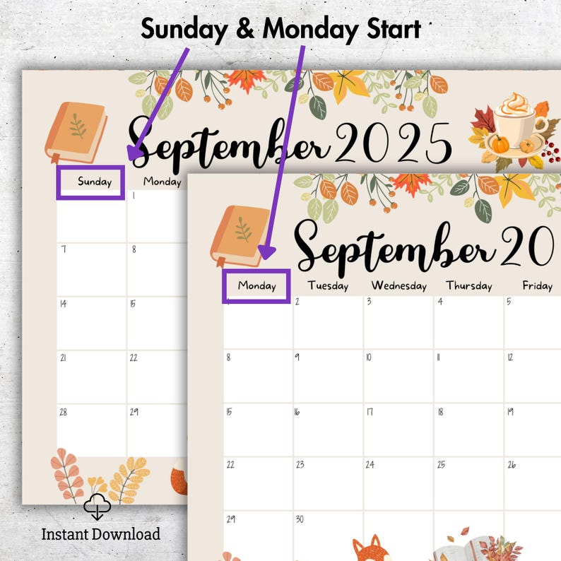 Editable September 2025 Calendar: Boho Autumn Planner (PDF) - Etsy