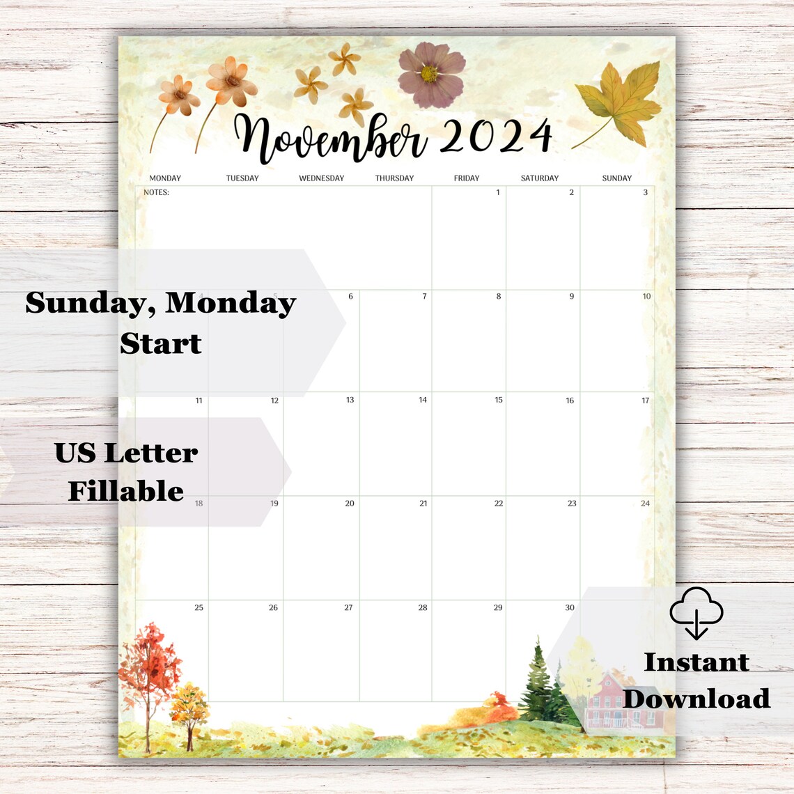 EDITABLE November 2024 Calendar, Monthly Schedule, Homeschool Calendar ...