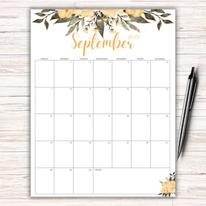 Printable 2025 September Calendar, Editable Homeschool Planner, Back to School, Weekly Schedule, Floral, Minimalist Fillable Planner