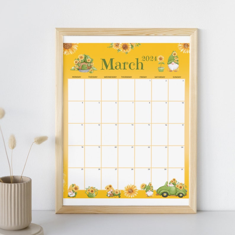 EDITABLE March 2024 Calendar, College Planner, Fillable Calendar, Cute