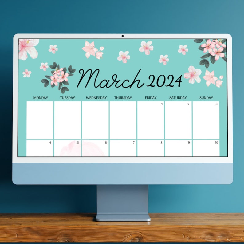 Editable Printable 2025 March Calendar, 2025 March Planner, Floral