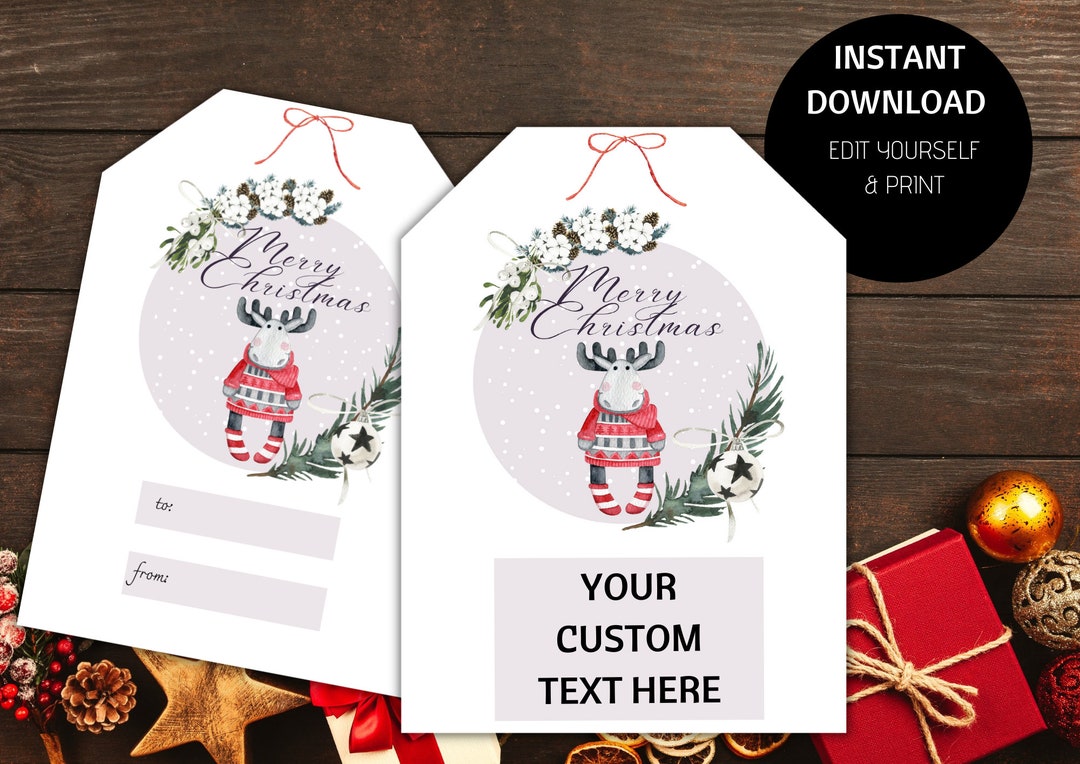 Printable Christmas Gift Tags Template Merry Christmas Tag - Etsy