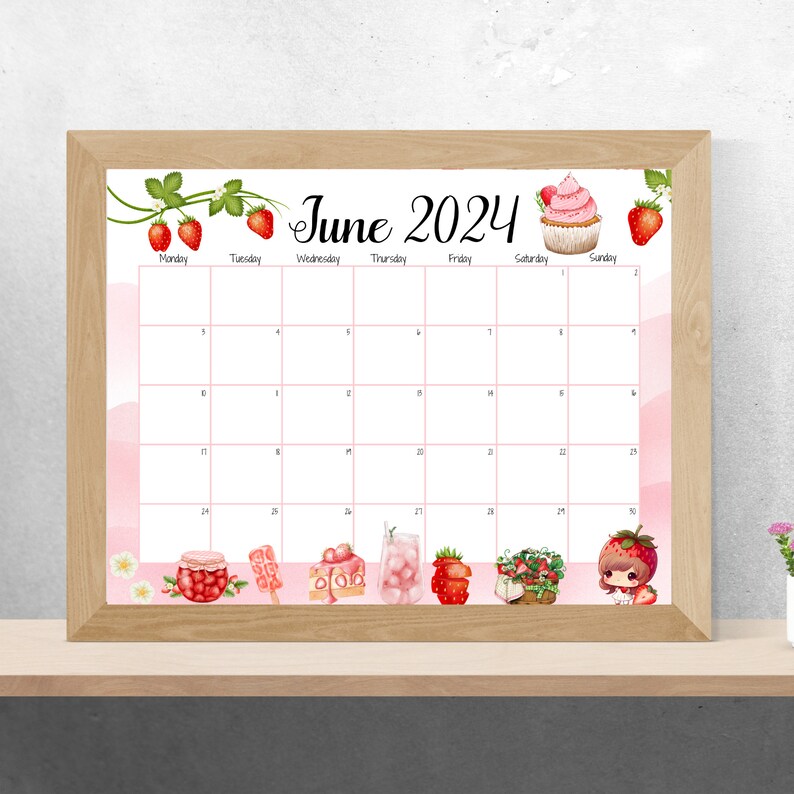 EDITABLE June 2024 Calendar, 2024 Summer Planner, Fillable June