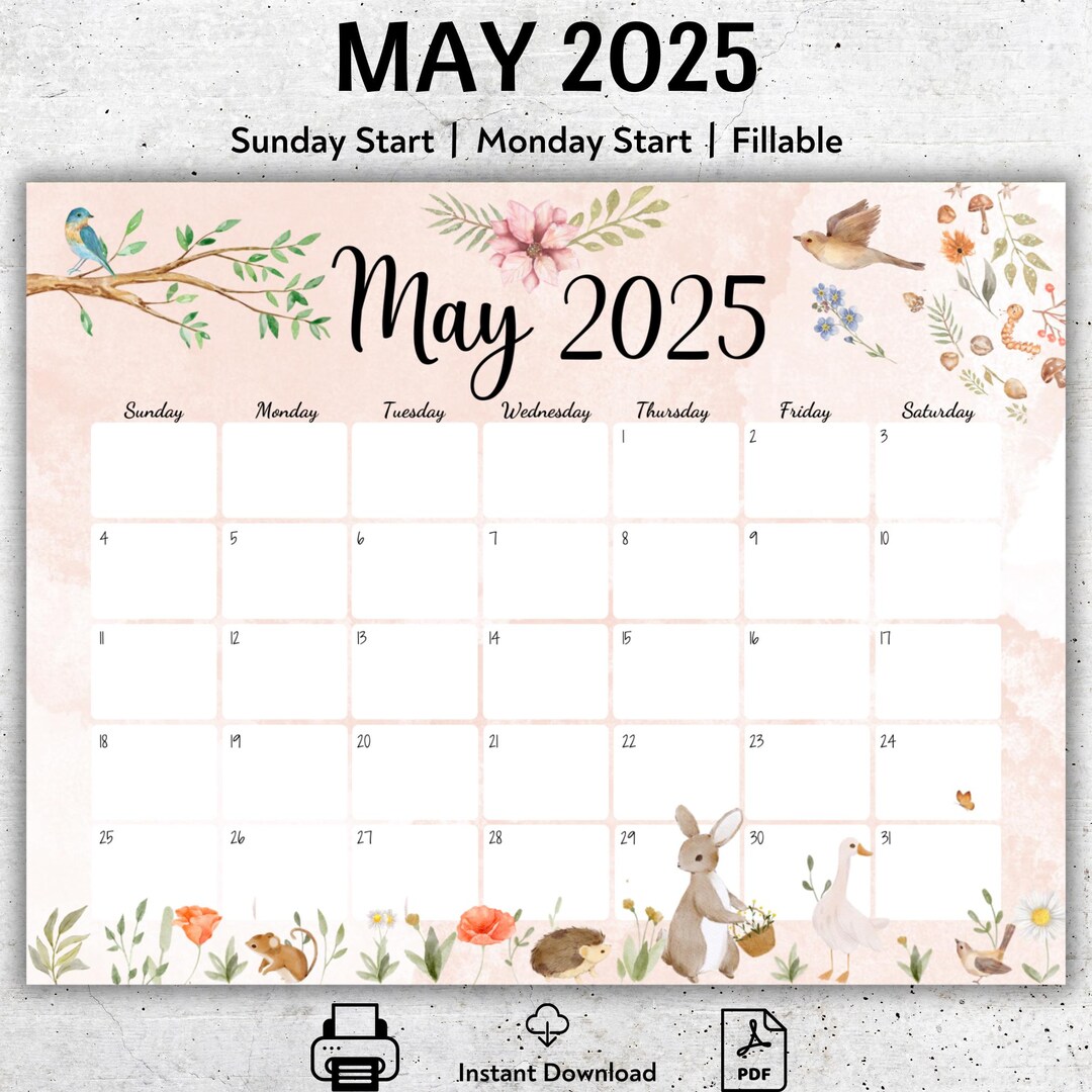 Free Printable May May 2021 Calendar Holidays May 2025 Digital