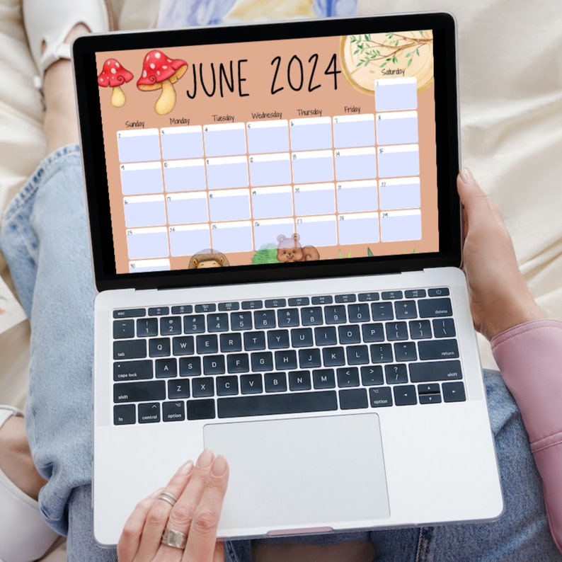 EDITABLE June 2024 Calendar, Cute Hedgehog, Snail and Squirrel ...