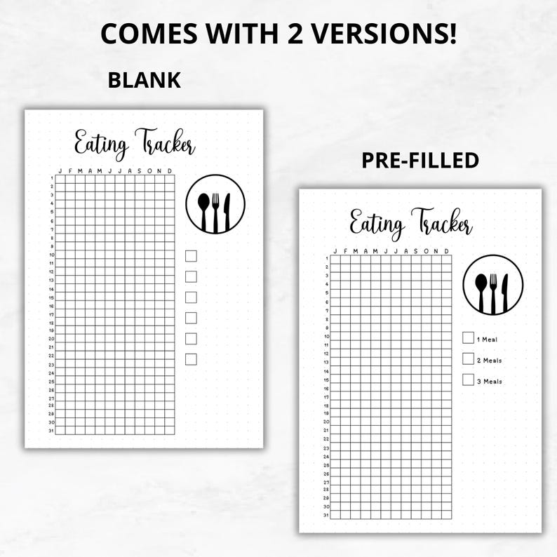 Printable Eating Tracker, Daily Food Log, Food Journal, Food Tracker ...