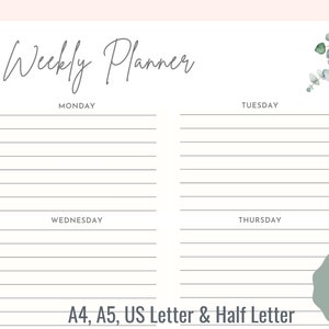 Printable Weekly Organizer Minimalist Work Planner Simple - Etsy