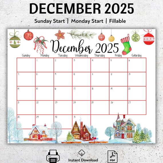 editable-december-2025-calendar-happy-christmas-snowy-houses