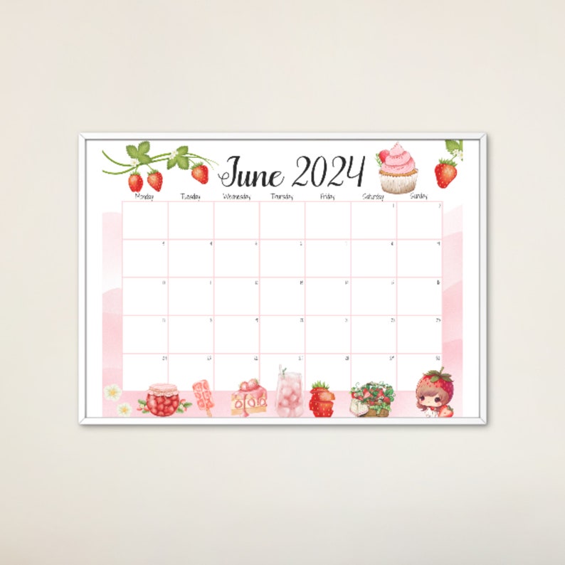 EDITABLE June 2024 Calendar, 2024 Summer Planner, Fillable June