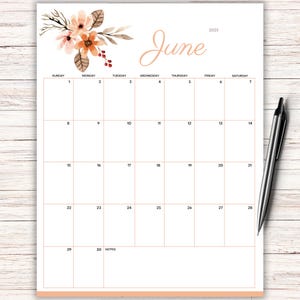 Editable 2025 June Calendar,  Monthly Planner, 2025 Summer, Watercolor Flower, Kids Calendar, Kids School Schedule, Printable, Fillable