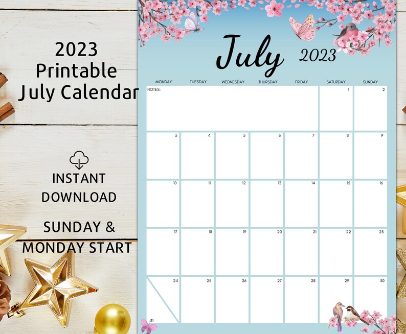 Editable Planner July 2023 Printable July 2023 Calendar Etsy