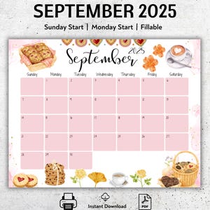 Calendario settembre 2025 MODIFICABILE, Calendario homeschooling, Ritorno a scuola, Deliziosi biscotti e snack, Planner compilabile stampabile, PDF, PNG