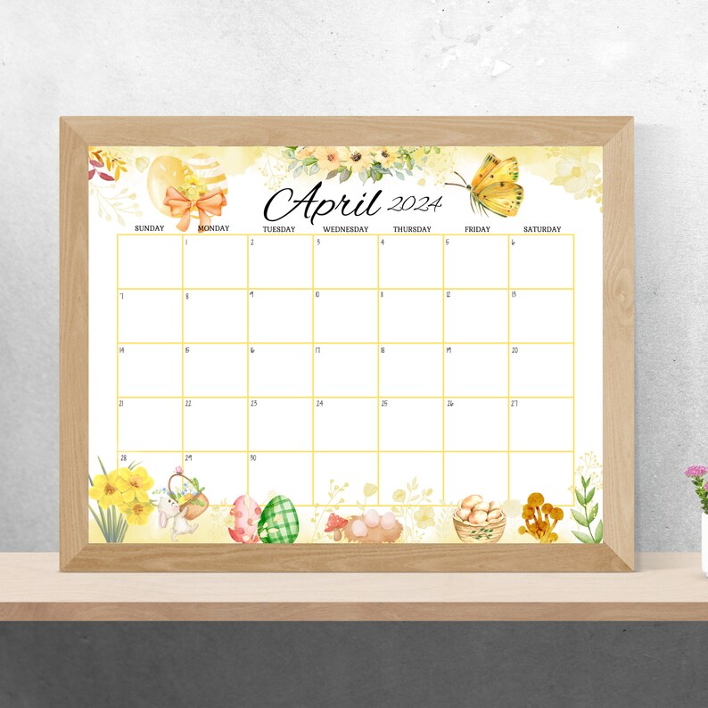 EDITABLE April 2024 Calendar, Printable, Fillable Monthly Planner, Kids