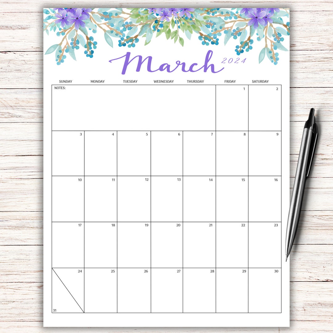 2024 March Homeschool Planner, Printable March Calendar, Planner March