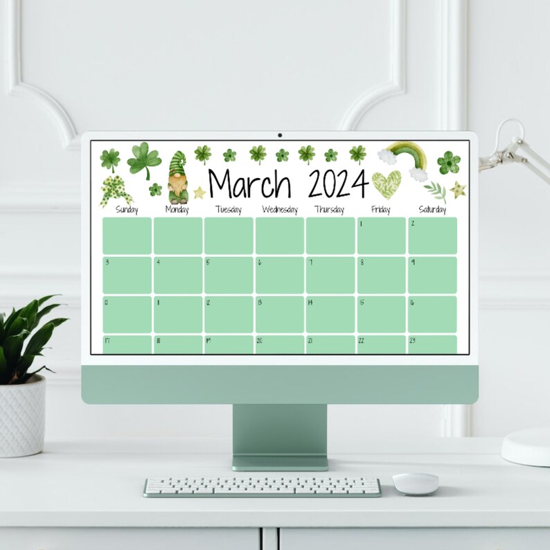 EDITABLE March 2024 Calendar, Printable Planner, Fillable Calendar