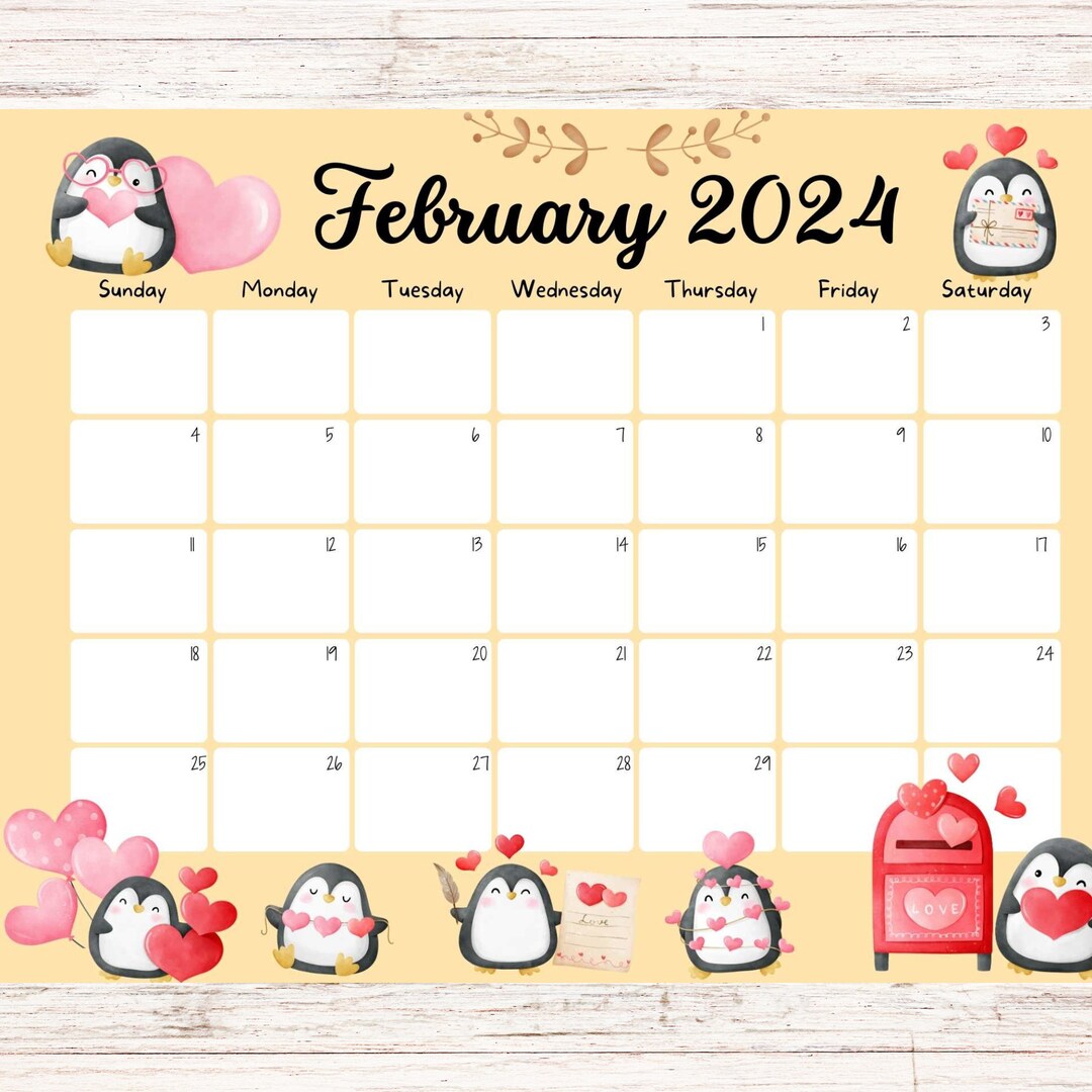 EDITABLE February 2024 Calendar, Valentine's Day, Homeschool, Loving