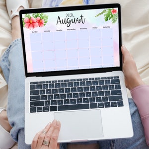 EDITABLE August 2024 Calendar, Printable Homeschool Planner, Wonderful Summer Organizer, Vacation Planner, Cute Gnomes, Beautiful Flowers