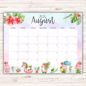 EDITABLE August 2024 Calendar, Printable Homeschool Planner, Wonderful Summer Organizer, Vacation Planner, Cute Gnomes, Beautiful Flowers