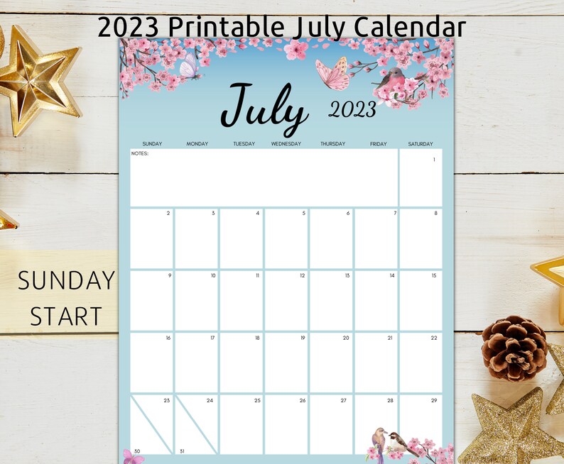 Editable Planner July 2023 Printable July 2023 Calendar Etsy