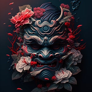 2 Midjourney prompts for Oni masks