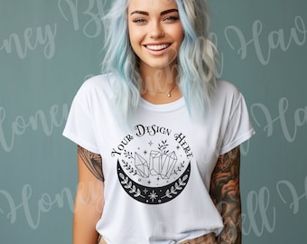 Bella Canvas 3001 T-Shirt Mockup: Gothic Alt Woman (Digital Download)