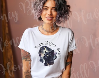 Bella Canvas 3001 T-Shirt Mockup: Gothic Alt Woman (Digital Download)