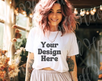 Boho Goth Alt Cottagecore Bella Canvas 3001 TShirt Mockup | Bella Canvas Shirt | Witchy Fall Outdoor Fairycore Mockup | Goth Mockup