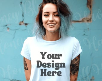 Bella Canvas 3001 T-Shirt Mockup: Alt Gothic Woman (Digital Download)