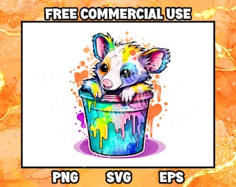 Watercolor Opossum Clipart | Opossum SVG | Opossum Vector | Printable Instant Digital Download | Commercial Use | PNG EPS Graphics