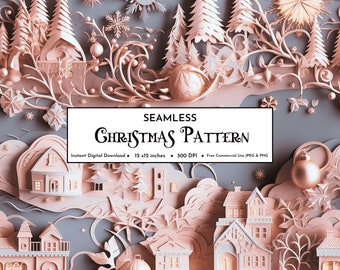 Pastel Pink Christmas Digital Paper: Watercolor Holiday Pattern (Digital Download)