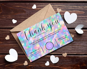 Editable Holographic Printable Business Thank You Card Template | Thank You For Purchase Card | Editable Canva | Customer Package Insert