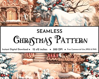Gingerbread Christmas Seamless Pattern: Watercolor Holiday Texture (Digital Download)