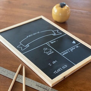 First Day of School Picture Chalkboard - 16&quot; x 12&quot; Customizable, Erasable, Reusable