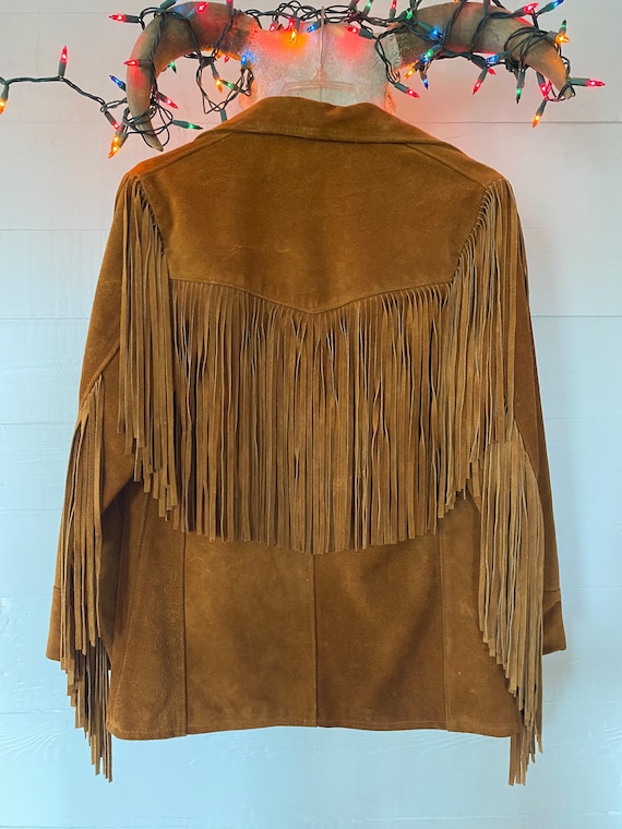 Vintage Western Suede Leather Jacket Fringe Size 14 (… - Gem
