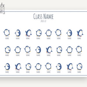 Personalisierte Pinguine Druck, Geschenk zum Jahresende für Studenten, Geschenk für den Lehrer, Geschenk für die Klasse, niedlicher Digitaldruck