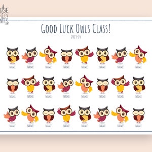 Impresión personalizada de búhos, regalo de fin de año para estudiantes, regalo de agradecimiento al maestro, regalo de clase, regalo para estudiantes, lindo, impresión digital