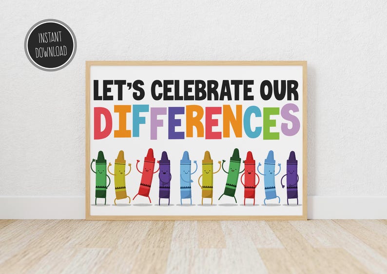 Differences Classroom Decor, Positive Kindness Poster, Be Kind, Kid’s ...