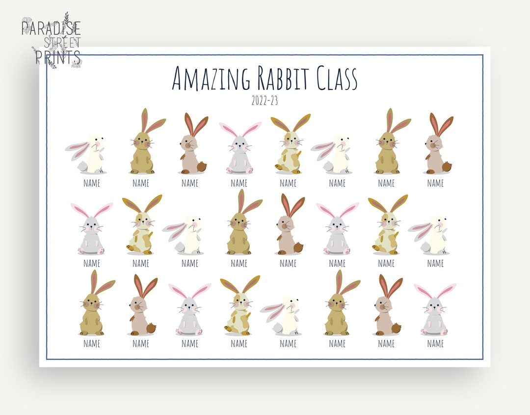 Presentations End Rabbit Personalised Rabbits/bunny Print, End of Year Gift for Students ...