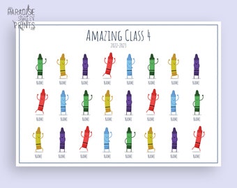 Impresión personalizada de crayones, regalo de fin de año para estudiantes, regalo de agradecimiento al maestro, regalo de clase, regalo para estudiantes, lindo, impresión digital