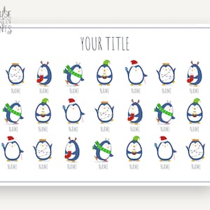 Personalised Class Christmas Penguin Print, Class Christmas Gift, Children's Christmas Gift, Cute Class Gift, Funny Class Gift,