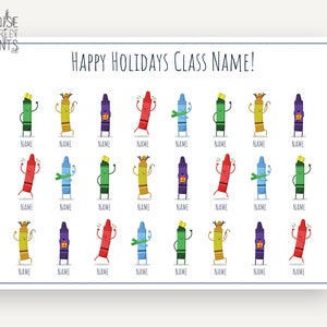 Personalisierter Klassen-Weihnachtsdruck, Klassen-Weihnachtsgeschenk, Weihnachtsmalstifte-Druck, Weihnachts-Digitaldruck,