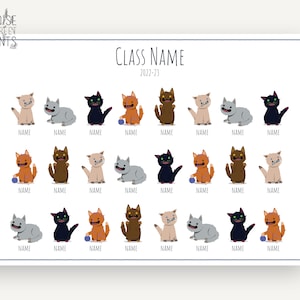 Impresión personalizada de gato/gatito, regalo de fin de año para estudiantes, regalo de agradecimiento al maestro, regalo de clase, regalo de estudiante, lindo, impresión digital