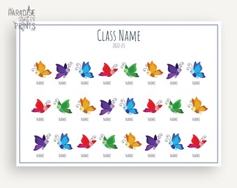 Personalised Butterfly Print, End of Year Gift for Students, Teacher Appreciation Gift, Class Present, Student Gift, Cute, Digital Print