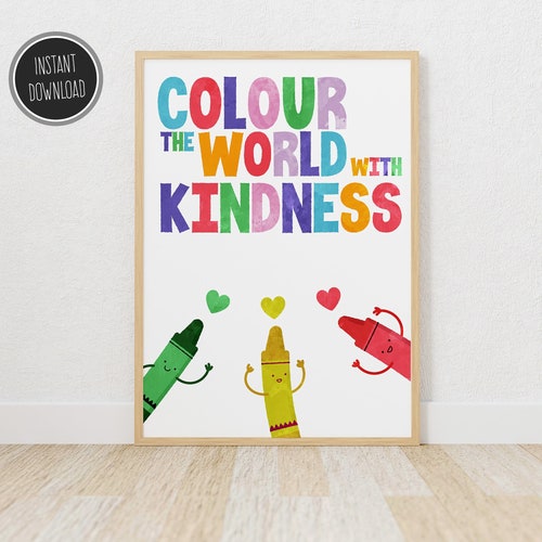 Inspirational Classroom Decor, Positive Kindness Poster, Be Kind, Kid’s Bedroom, Children's Playroom, Motivational, Educational, Wall Art,