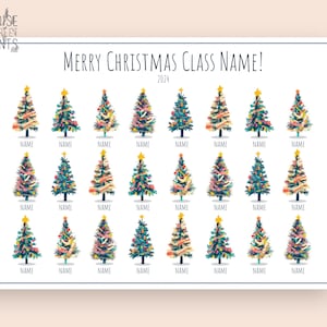 Personalisierter Weihnachtsbaum Druck, Klasse Weihnachtsgeschenk, Weihnachtsgeschenk für Kinder, Niedliches Klasse Geschenk, Gemalt