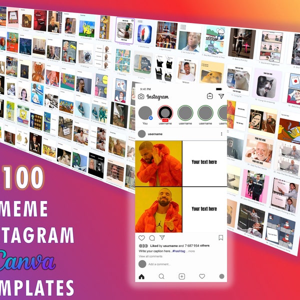 100 Meme Instagram Canva Templates